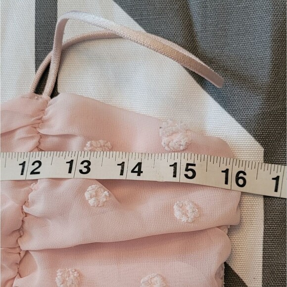Double Crazy size medium light pink Chiffon crop tank top - Picture 5 of 7